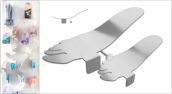 lasergeschnittende Fu-Kontur und Warentrger, beides magnetisch  / laser cut foot contour and pin, both items are magnetic